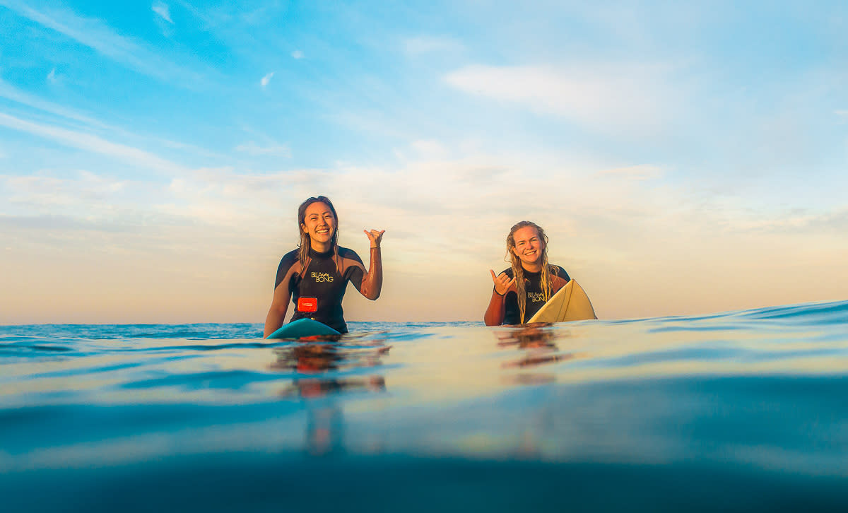 Surfers waiting for wave