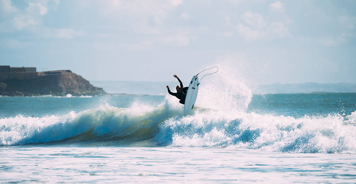 Chris giver den fuld gas i Peniche. Foto: Hallvard Kollveit