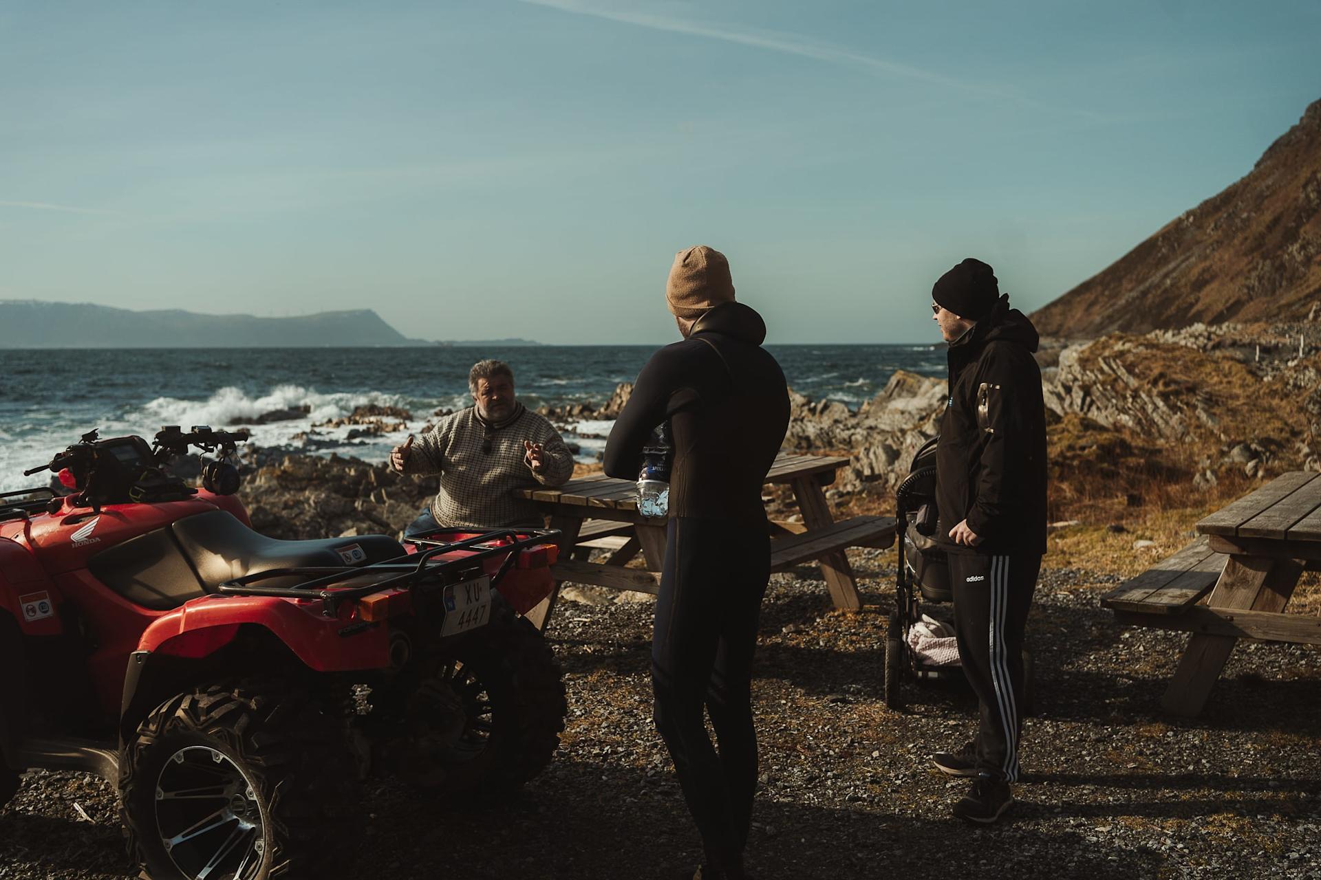 Locals by the beach in Hoddevik