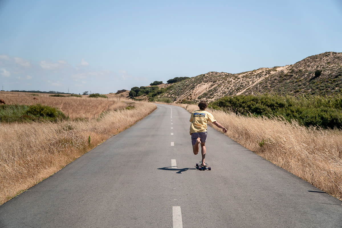skateboarding on road