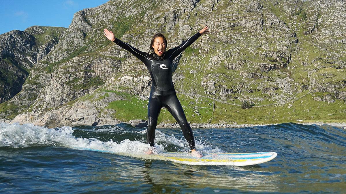 Surf student smiling