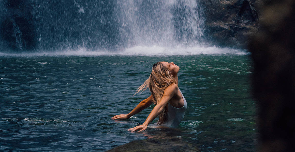 girl waterfall montezuma costa rica