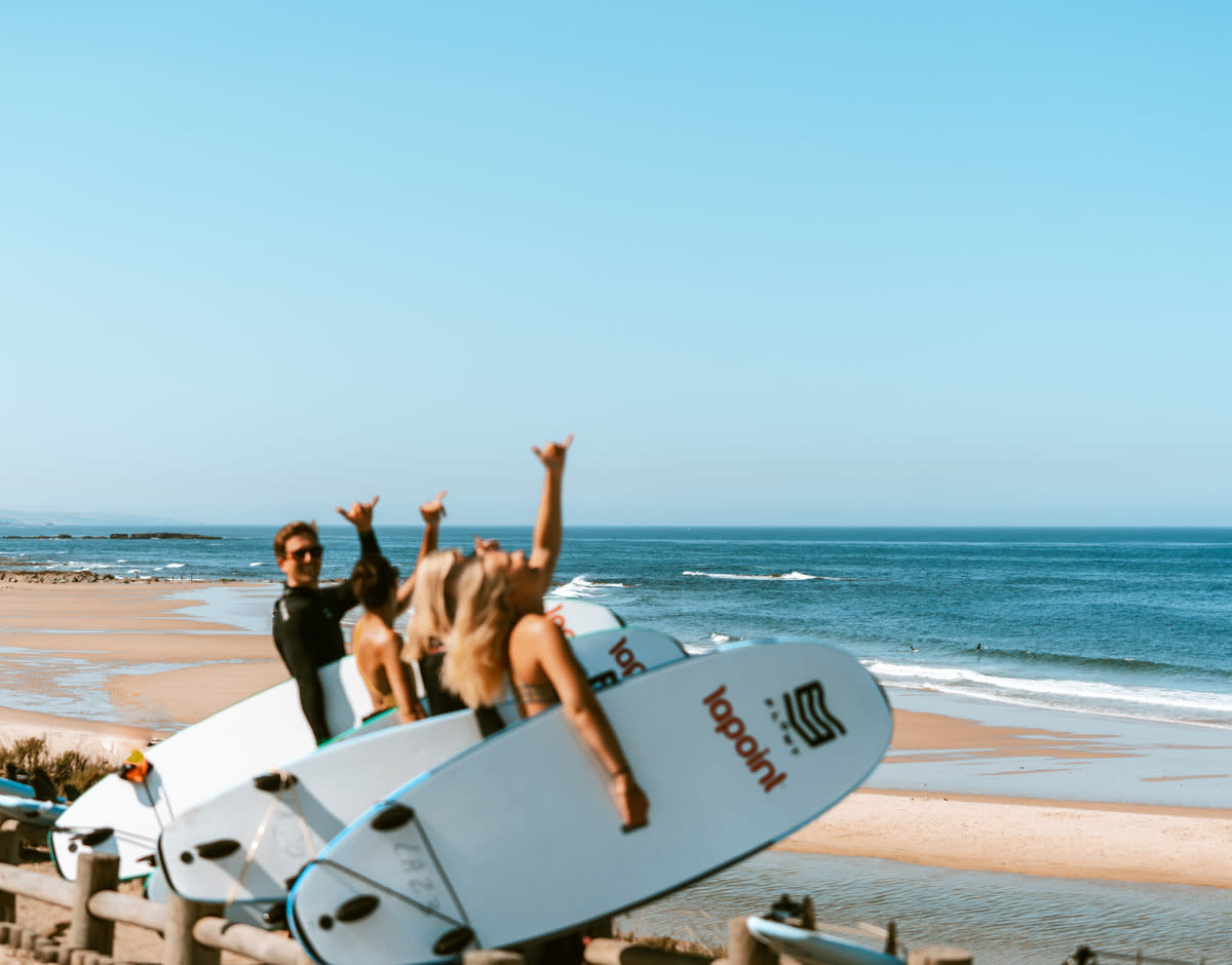 Beginner surfers at the beach