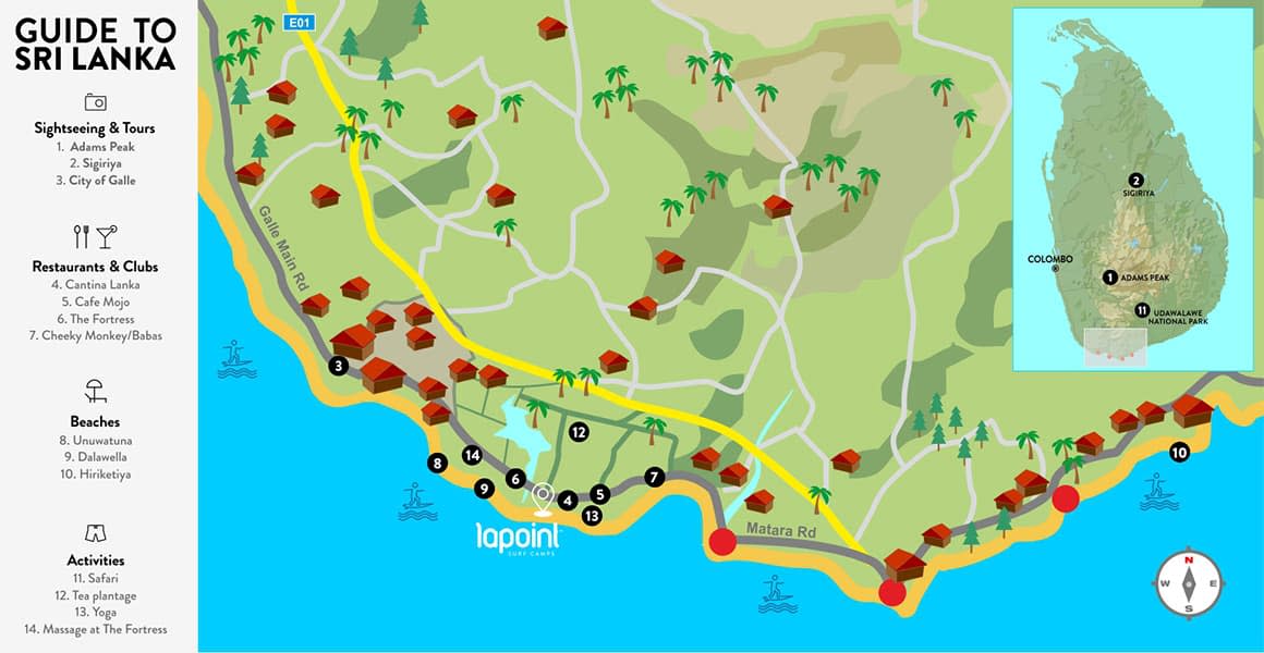 sri lanka ahangama map