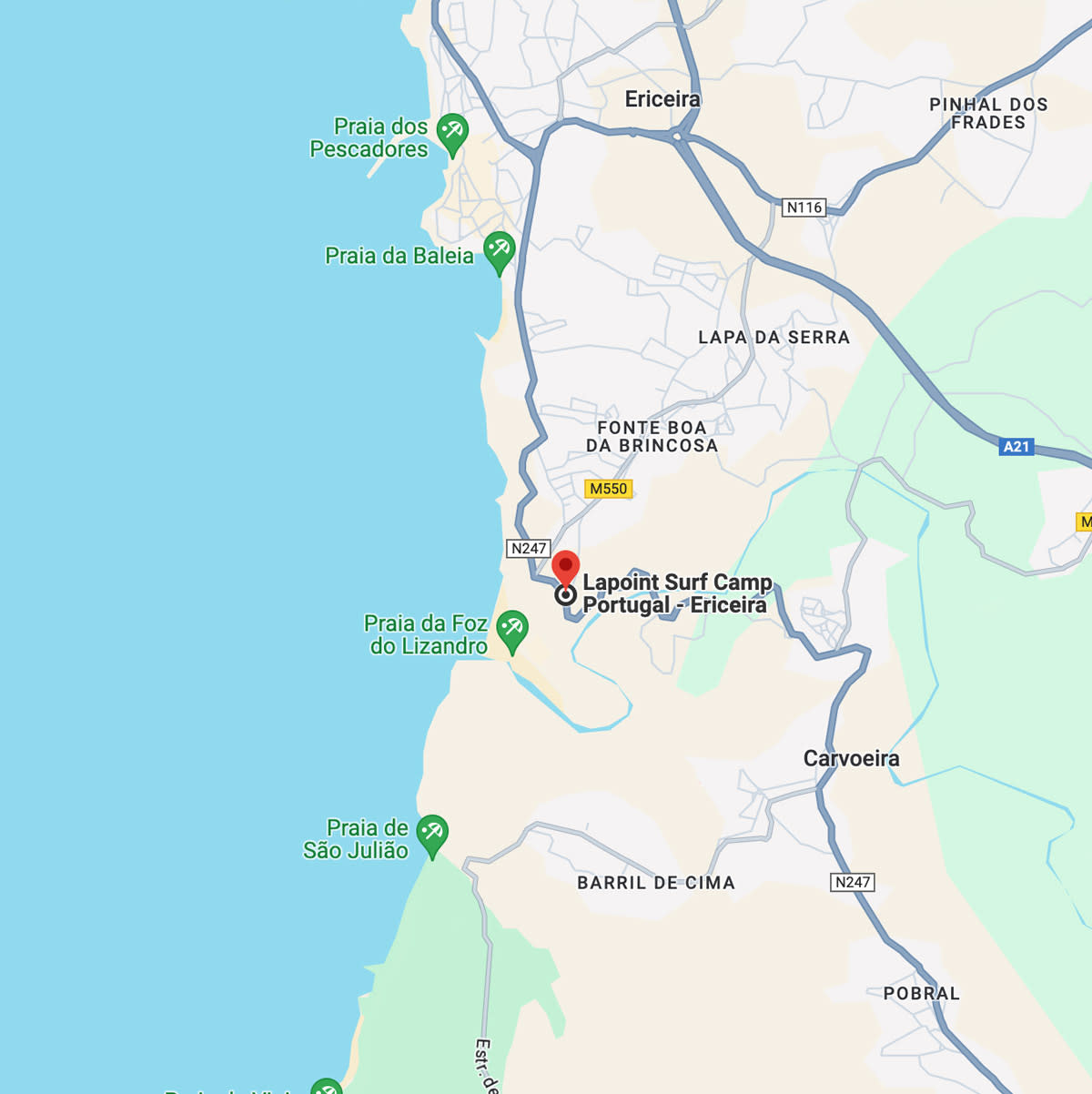lapoint-surf-camp-ericeira-location